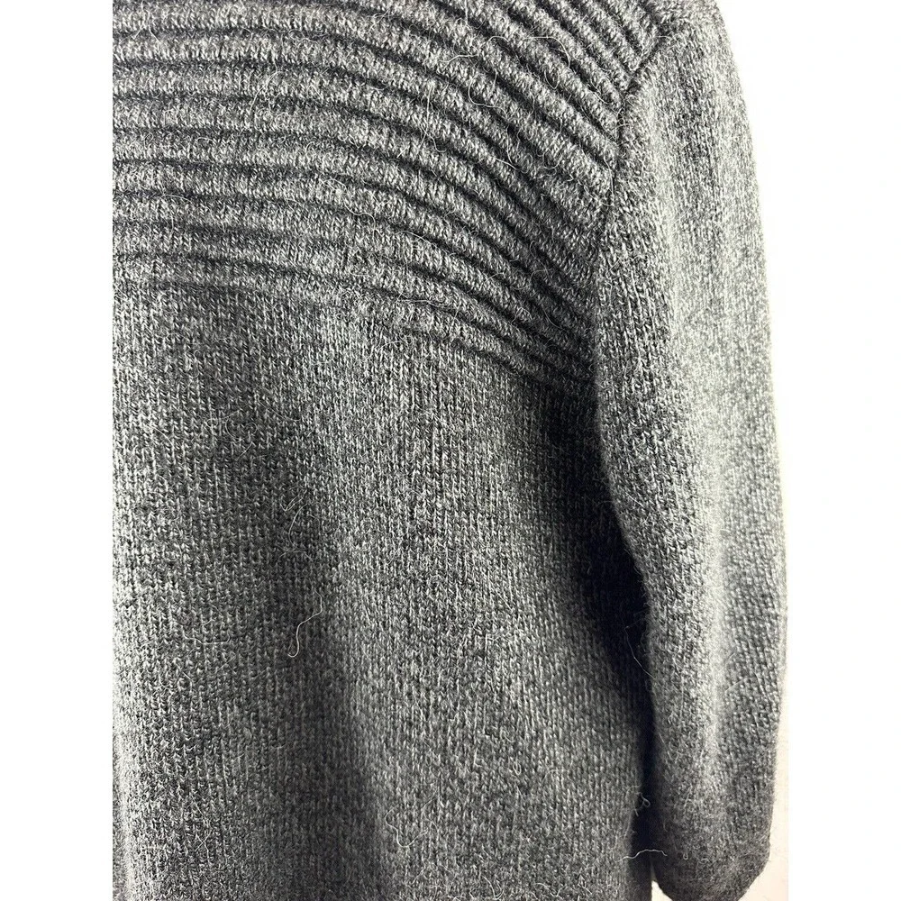 Alpaca Connection Grey Wool Blend Peruvian Shawl Collar Cozy Blanket Cardigan OS - Picture 7 of 12